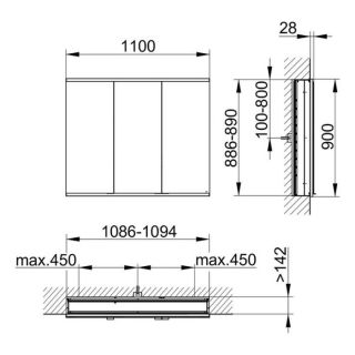 Зеркальный шкаф Keuco Royal Modular 800300111100300 110 см